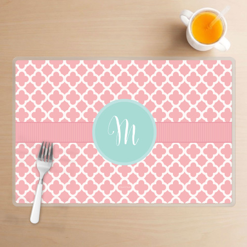 Pretty Pink Quatrefoil Kids Placemat