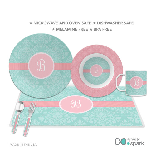 Pretty Blue Damask Kids Placemat