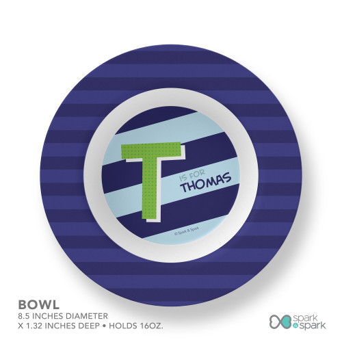 Brilliant Initial Blue Kids Bowl
