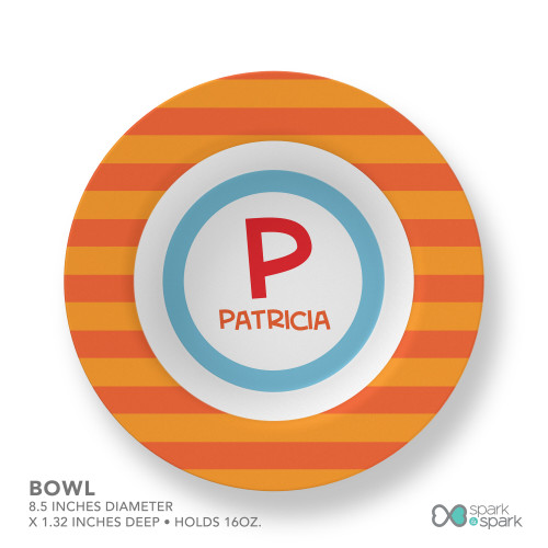 Fun Initials Orange Kids Bowl