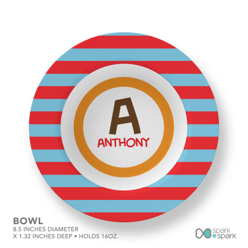 Fun Initials Red Kids Bowl