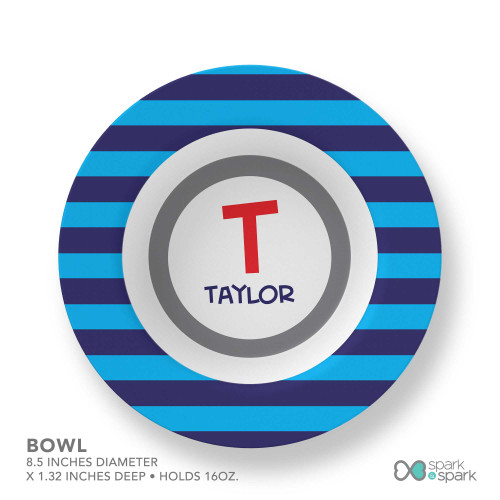 Fun Initials Blue Kids Bowl