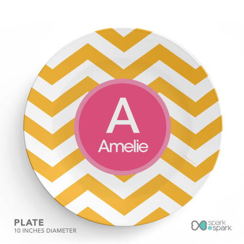 Chevron Mustard and Pink Kids Bowl