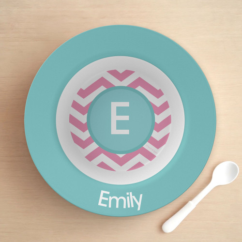 Chevron Pink and Aqua Kids Bowl
