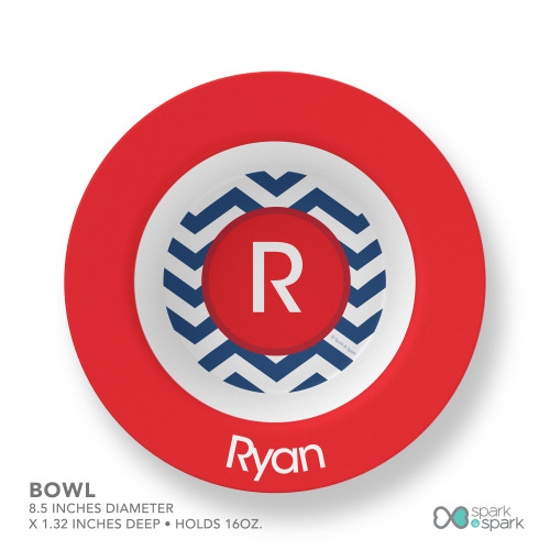 Chevron Navy and Red Kids Bowl