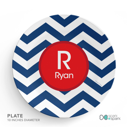 Chevron Navy and Red Kids Bowl