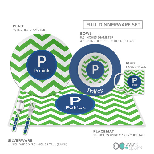 Chevron Green and Blue Kids Bowl