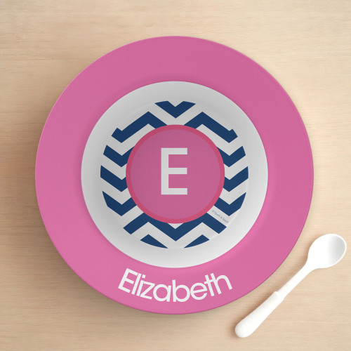 Chevron Blue and Pink Kids Bowl