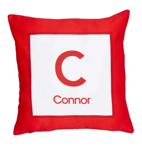 A Linen Red Letter Kids Pillows