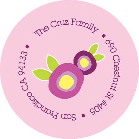 Mod Flowers Purple Address Labels For Kids