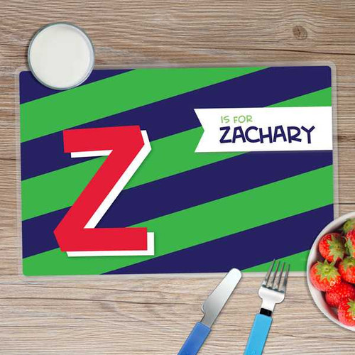 Brilliant Initial Green Kids Placemat