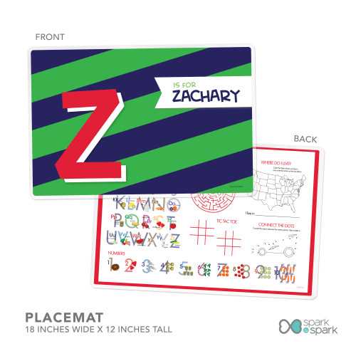 Brilliant Initial Green Kids Placemat