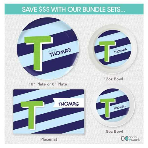 Brilliant Initial Blue Kids Placemat