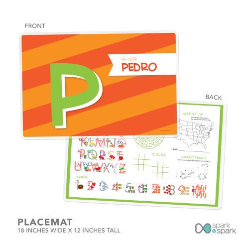Brilliant Initial Orange Kids Placemat