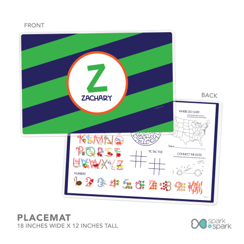 Fun Initials Green Kids Placemat