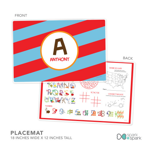 Fun Initials Red Kids Placemat