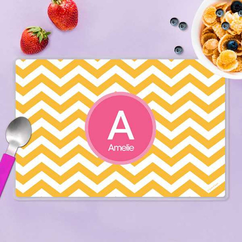 Chevron Mustard and Pink Kids Placemat