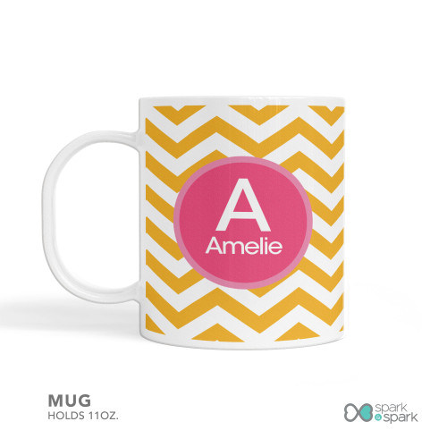 Chevron Mustard and Pink Kids Placemat