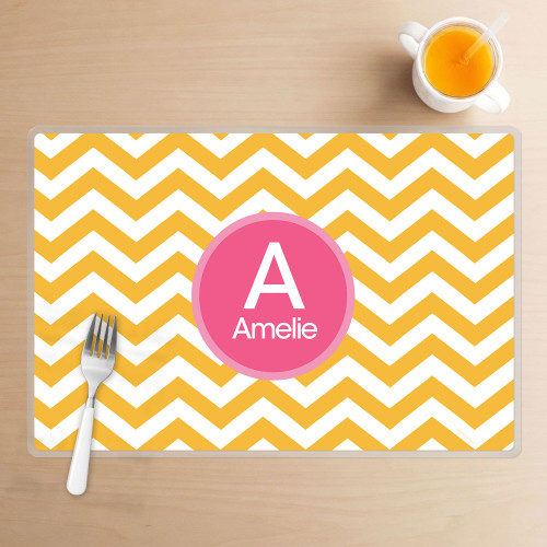 Chevron Mustard and Pink Kids Placemat