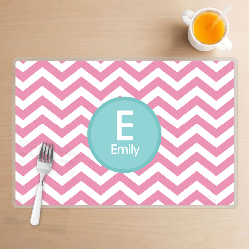 Chevron Pink and Aqua Kids Placemat