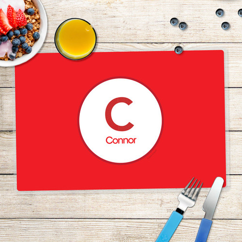 A Linen Red Letter Kids Placemat