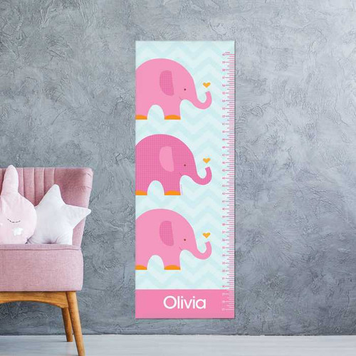 Sweet Pink Elephant Kids Growth Chart