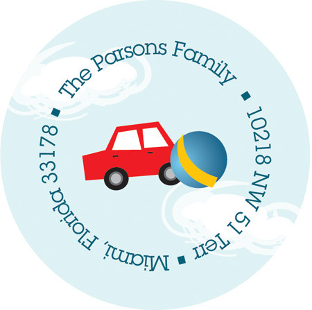 Kid Address Labels Boy On A Stroller