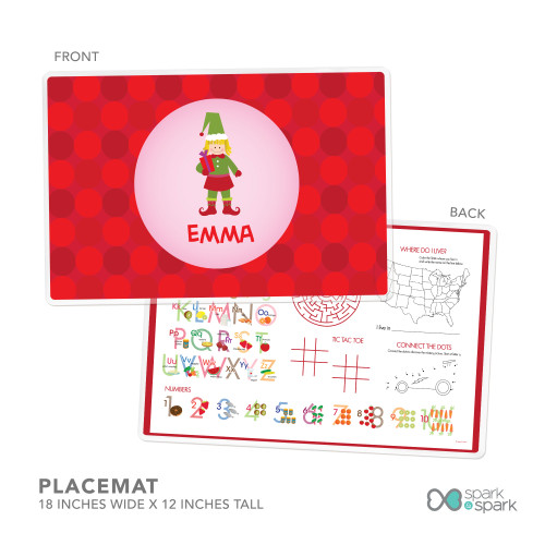 Cute Elf Girl Kids Placemat