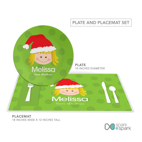 Santa's Hat Girl Kids Placemat