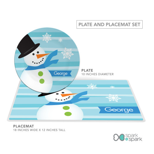 Blue Mr. Snowman Kids Placemat