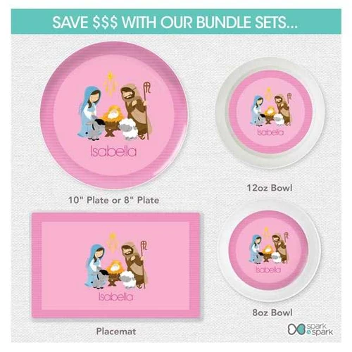 Nativity Set on Pink Kids Placemat