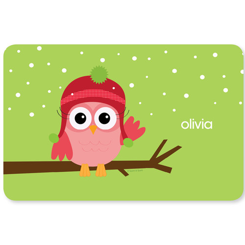 Xmas Baby Pink Owl Kids Placemat