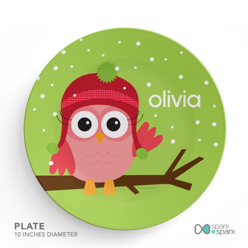 Xmas Baby Pink Owl Kids Placemat