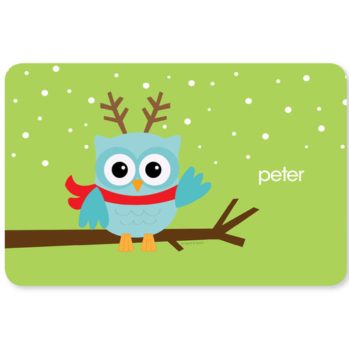 Xmas Baby Blue Owl Kids Placemat