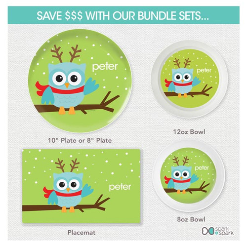 Xmas Baby Blue Owl Kids Placemat