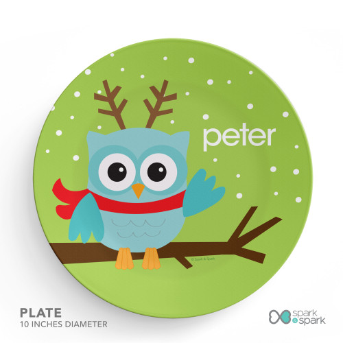 Xmas Baby Blue Owl Kids Placemat
