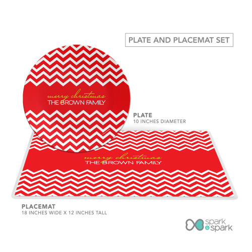 Fancy Red Zig Zags Holiday Placemat