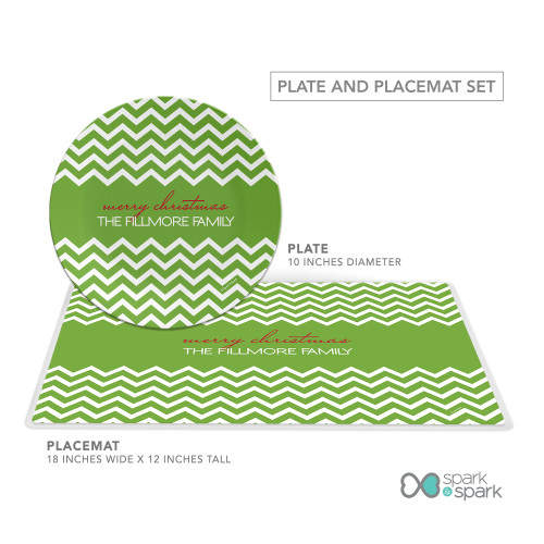 Fancy Green Zig Zags Holiday Placemat