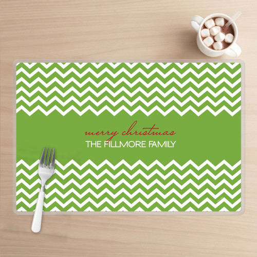 Fancy Green Zig Zags Holiday Placemat