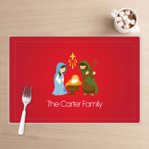 Sweet Red Nativity Holiday Placemat