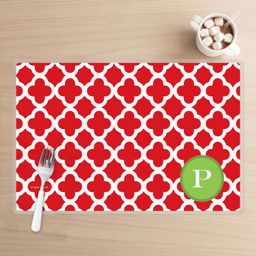Elegance in Red Quatrefoil Holiday Placemat
