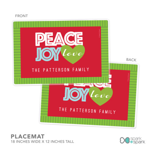 Peace, Joy and Love Holiday Placemat