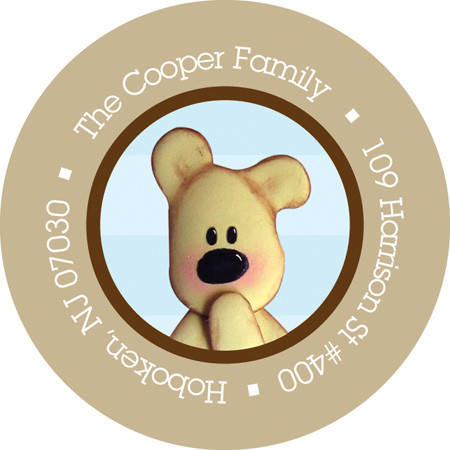 Baby Address Labels Cute Teddy Bear Blue