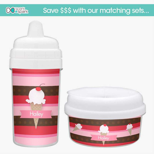 Strawberry Cone Personalized Sippy Cups