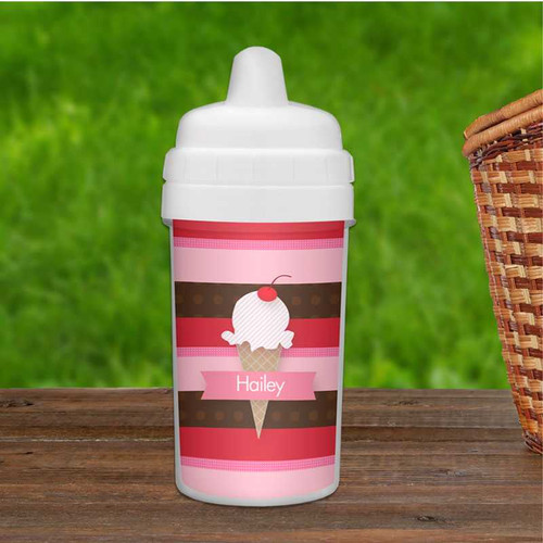 Strawberry Cone Personalized Sippy Cups