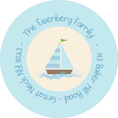Childrens Address Labels My Blue Sailboat