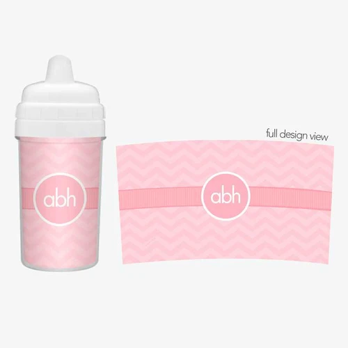No Spill Sippy Cup with Initials On Chevron