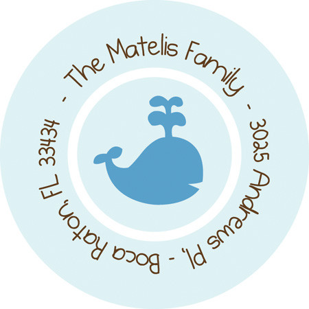 Fun Address Labels Baby Whale Playing