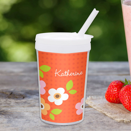 Preppy Flowers-Orange Custom Kids Cups