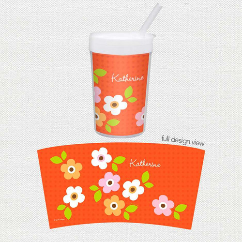 Preppy Flowers Orange Toddler Cup